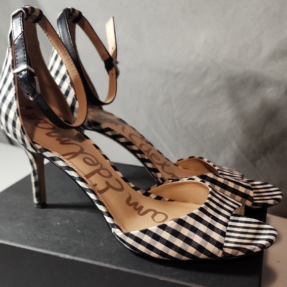 Sam Edelman Gingham Heeled Sandals - Picture 3 of 8